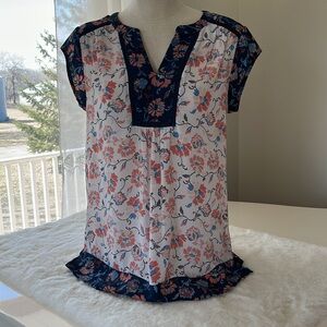 DR2 sheer floral blouse size small